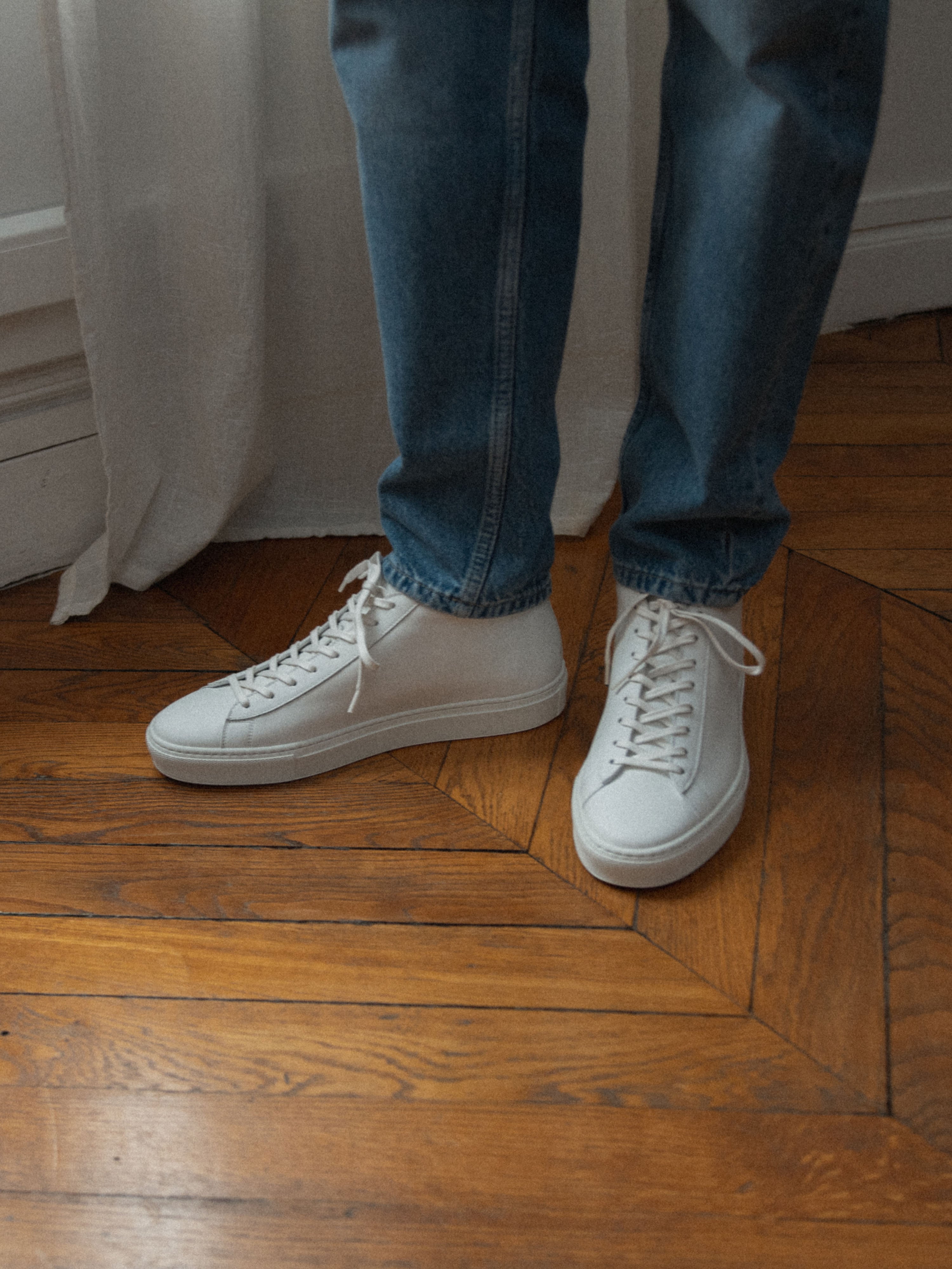 Capri Mid Leather Sneaker in Triple White