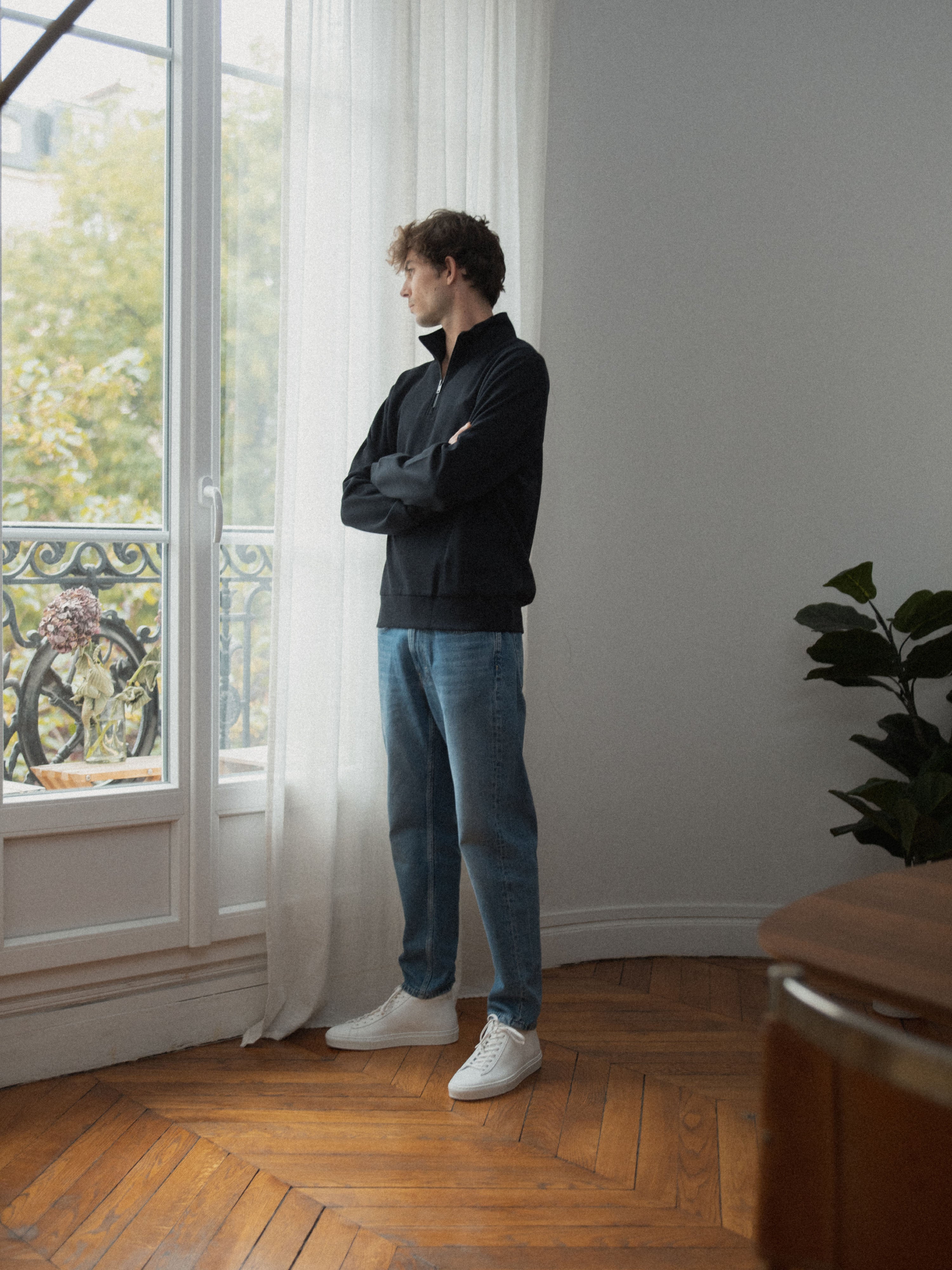 Capri Mid Leather Sneaker in Triple White