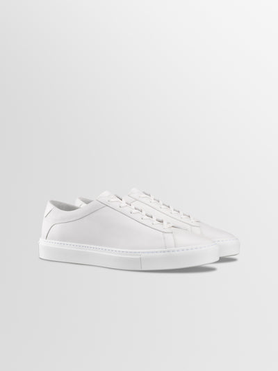 Capri Leather Sneaker in Triple White Rose Anvil