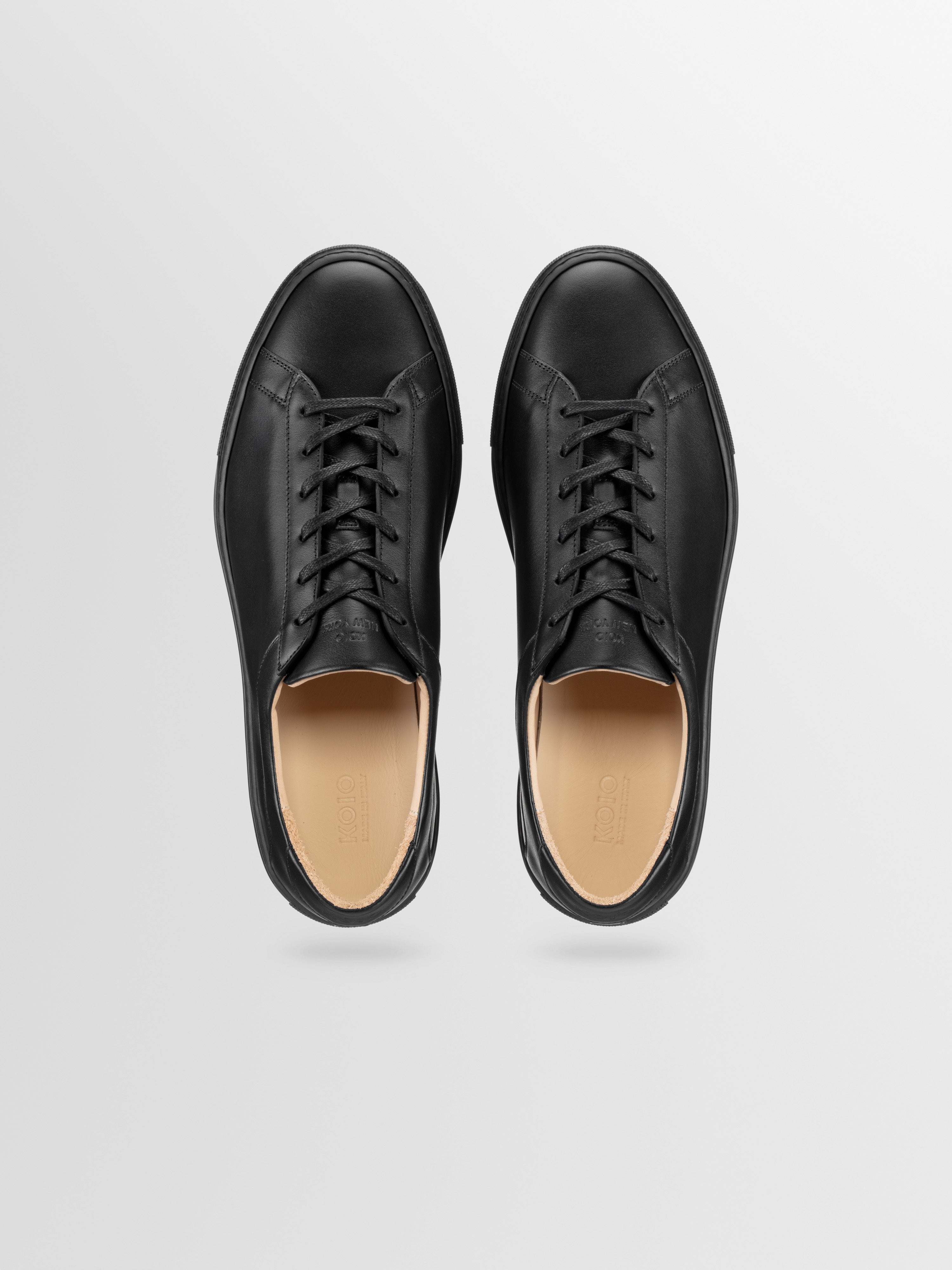 Capri Leather Sneaker in Nero Wide Fit