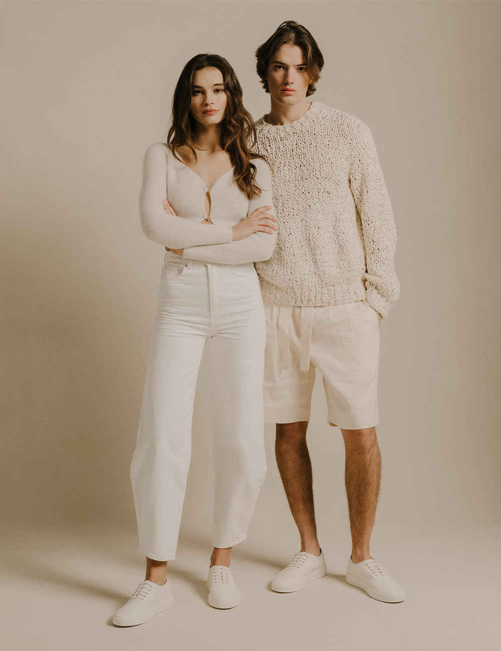 Portofino Leather Sneaker in Antique White