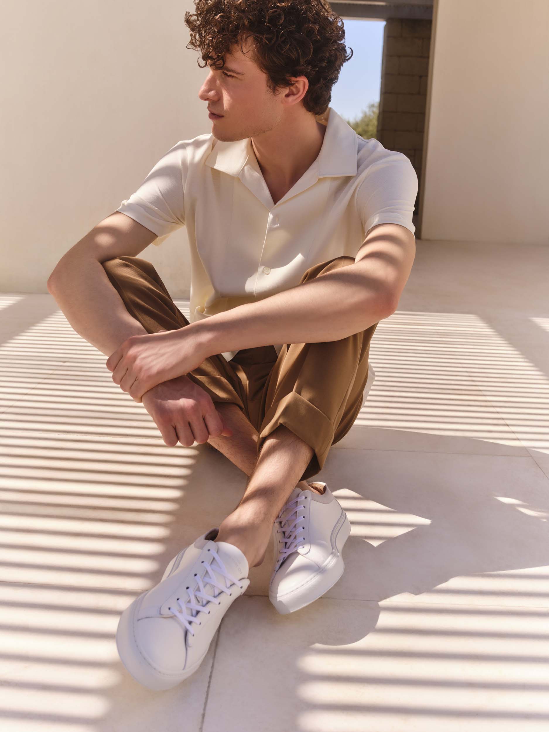 Capri Leather & Suede Sneaker in Avorio