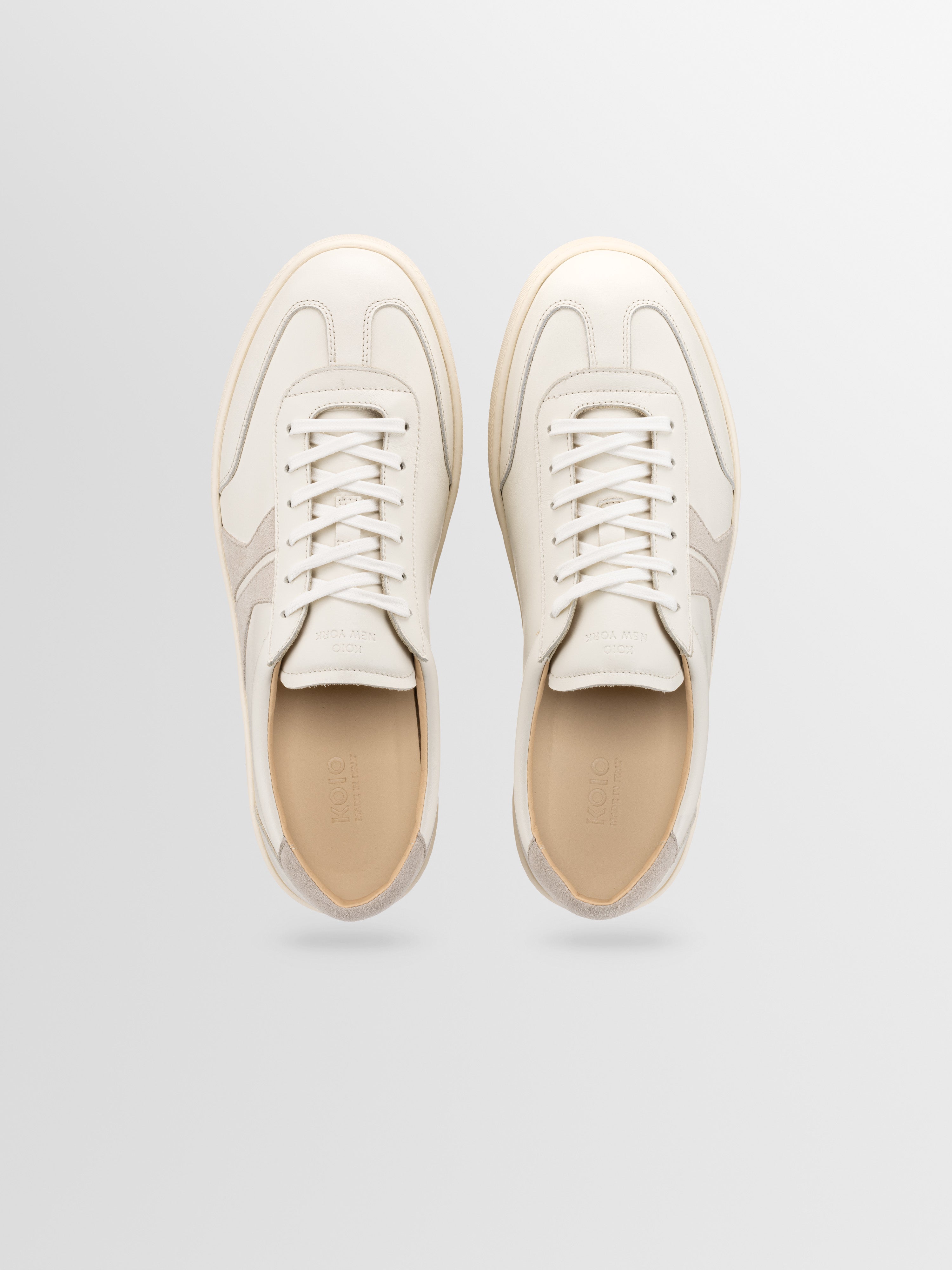 Monza Leather & Suede Sneaker in Bone