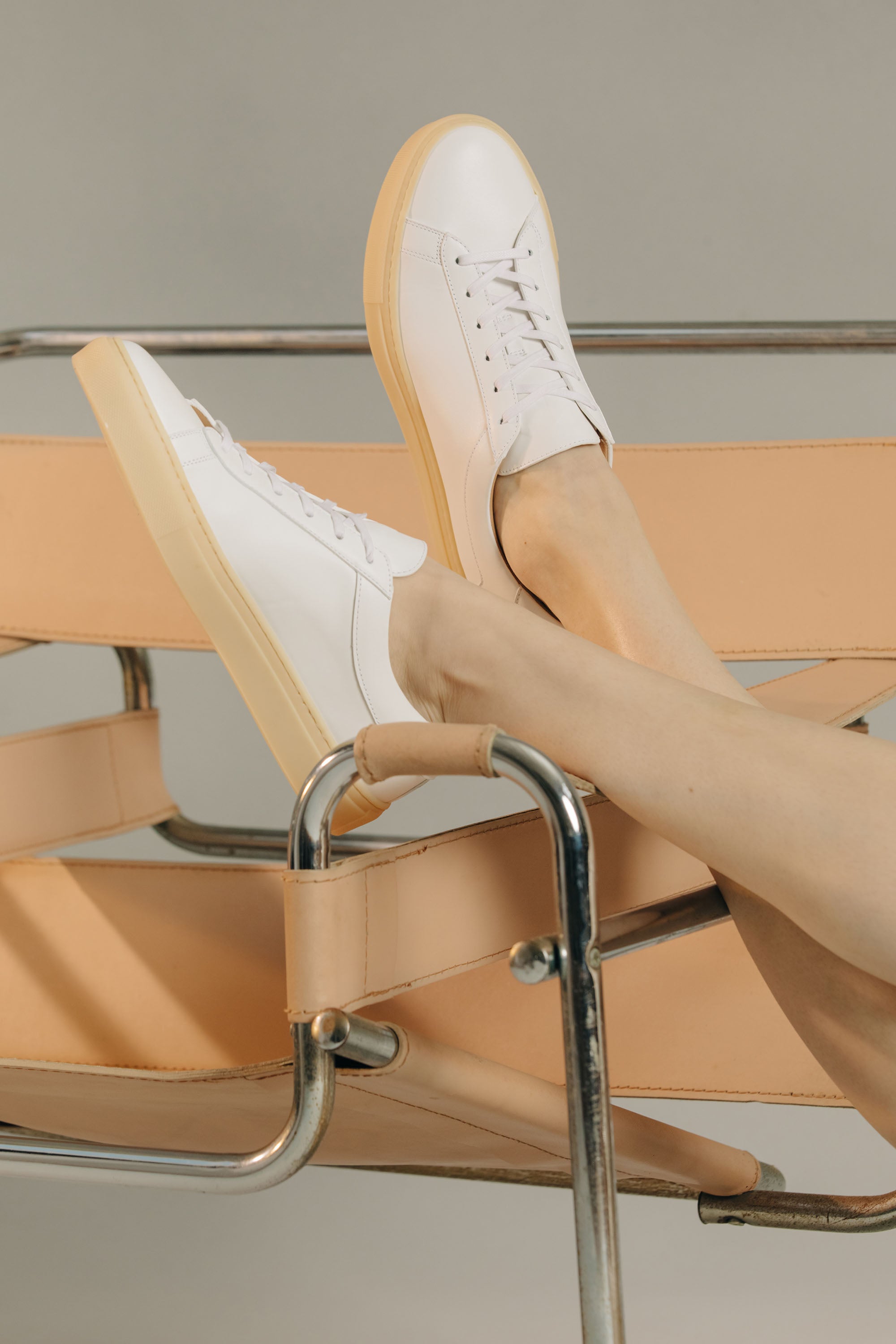 Capri Leather Sneaker in White Light Gum