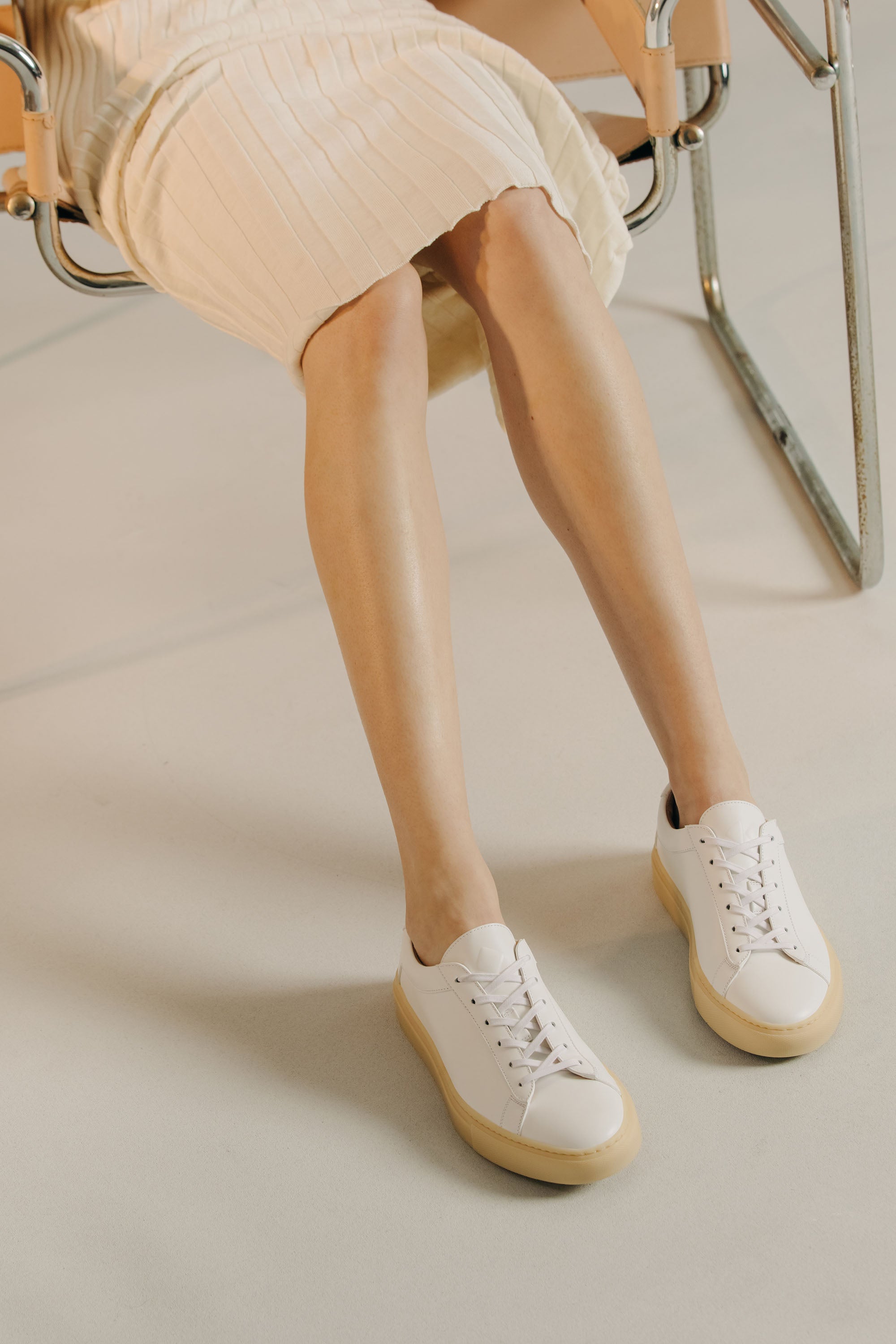 Capri Leather Sneaker in White Light Gum